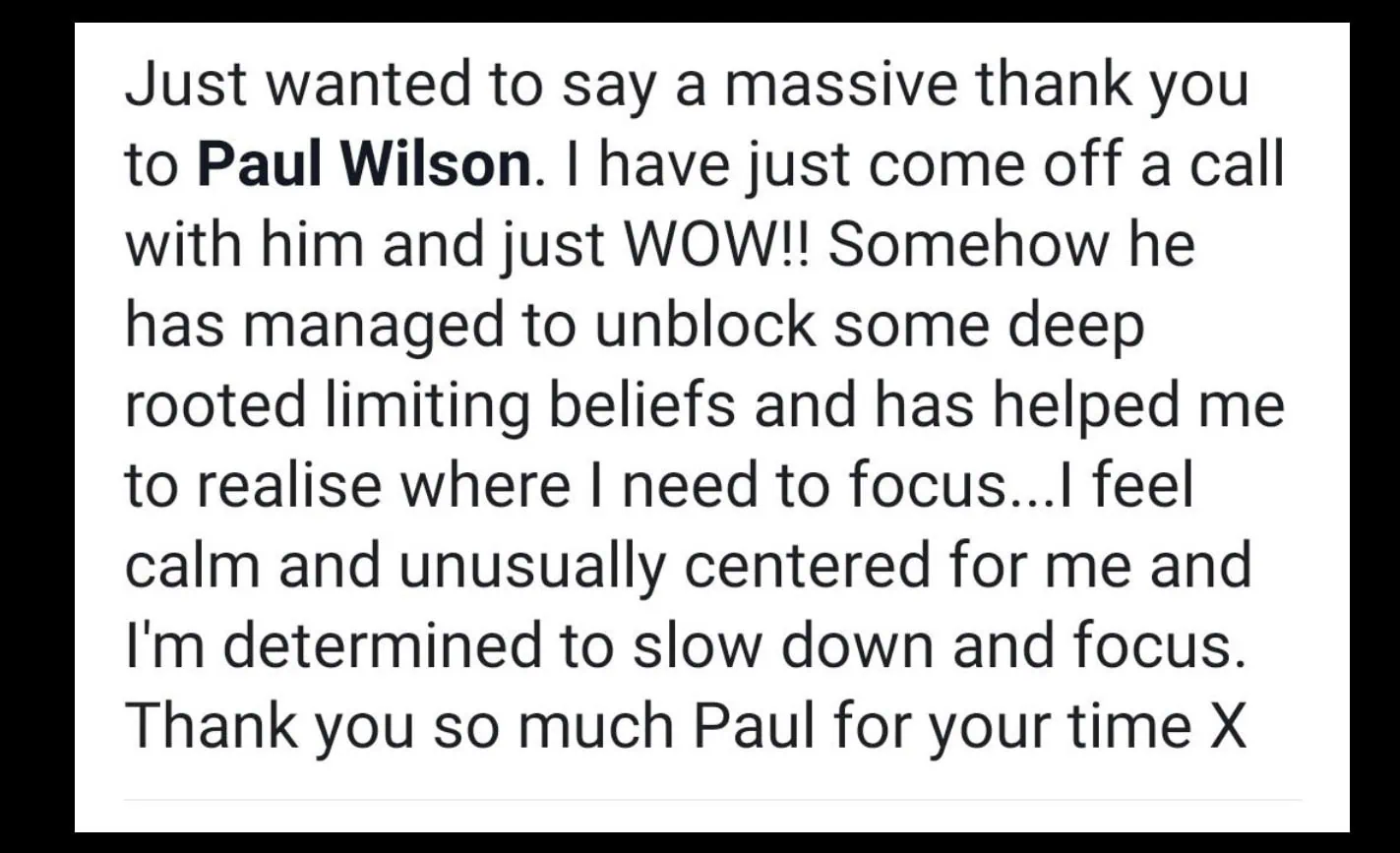 Paul Wilson Testimonial focus